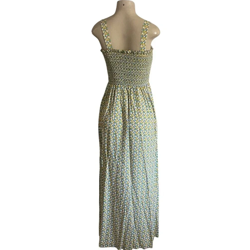 Loft Outlet Sleeveless Floral Smocked Maxi Dress Size Small Summer Sundress - Picture 2 of 7